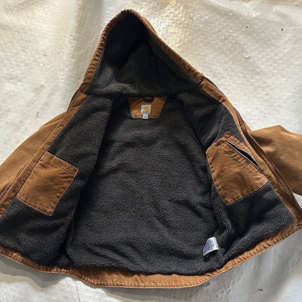 Vintage Carhartt J141 Sandstone Sherpa-Lined Sierra Jacket Size L - Picture 6 of 9